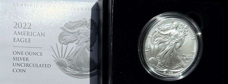 2022 W  Uncirculated Silver Eagle With Box & Paper