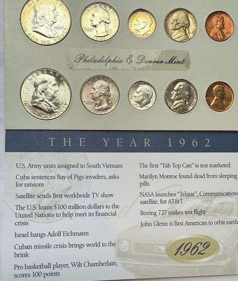 Vintage 1962 BU Year Set