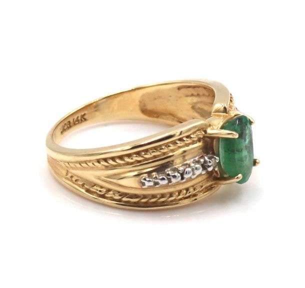 Byzantine Inspired 14K YG Emerald Ring