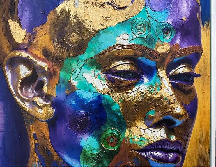 Unique Mix Media on PVC with Gold Leaf by Tamar Zion