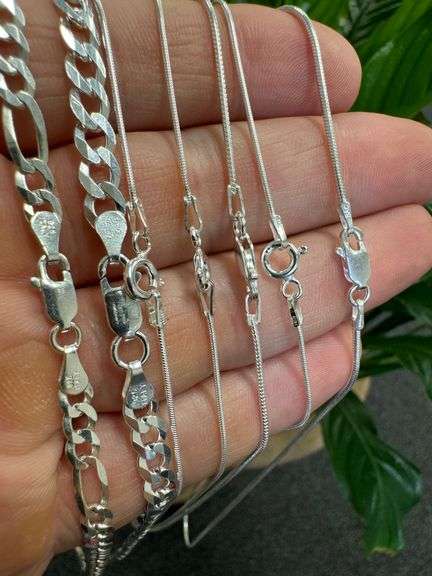 Sterling Silver Italian 925 Layered 7 Piece Chain Set 18",16",18",16",16",18",18"