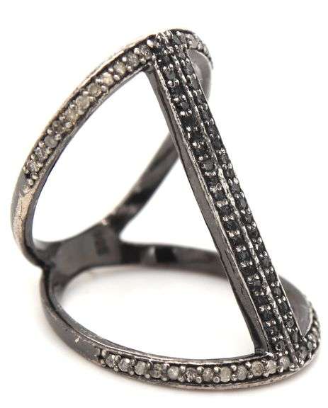925 Sterling silver black rhodium diamond fancy ring