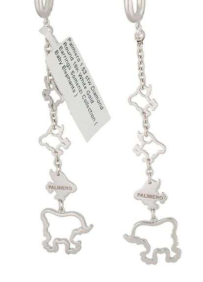 New Palmiero Somenzi 1.53ctw Diamond Baby Elephants Dangle Earrings in 18K
