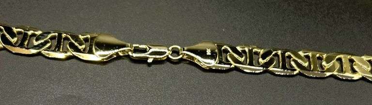 Huge 95.8 Gram 14K Tri-Layered Yellow Gold Plate Mariners Link Necklace