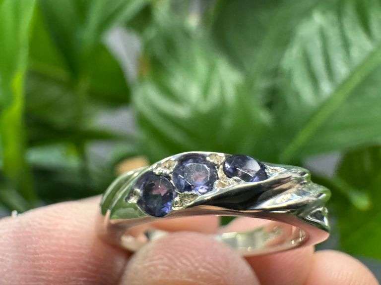 Sterling Silver Iolite Gemstone Ring Size 6