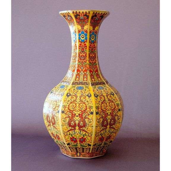 Handmade Yellow Antique-Style Porcelain Vase