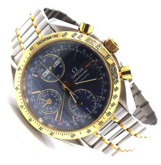 Omega two tone speedmaster chronograph watch