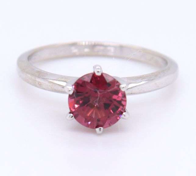 14kt White Gold Rhodalite Garnet Stacking Ring