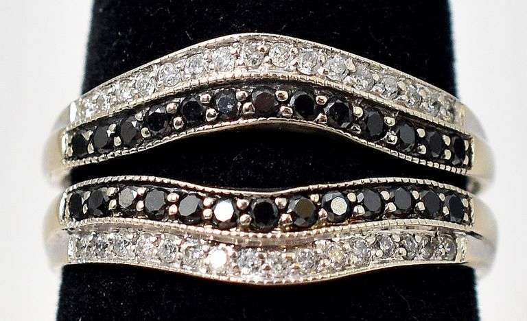 Amazing 14K White Gold Black Spinel and Diamond Ring
