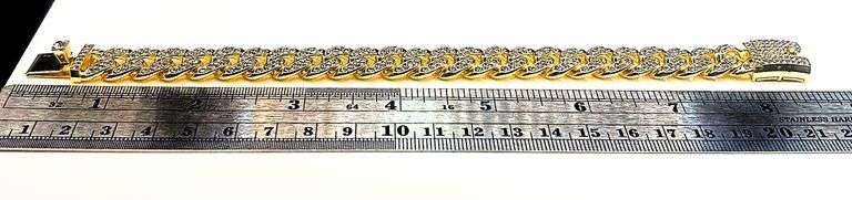 14 Kt Gold Plated 34.5 Gram Cuban Curb Link Bracelet