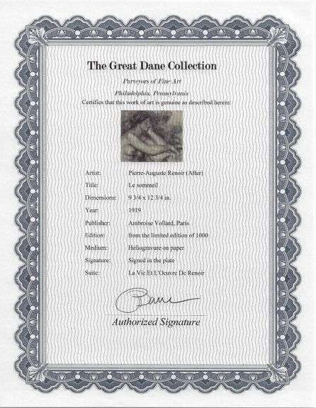 Limited Edition Pierre-Auguste Renoir (After) Original Heliogravure 1919