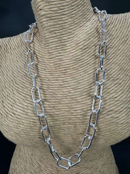 Sterling Silver Paperclip Rolo Link Chain 9mm Solid 925 Italy Necklace 20"
