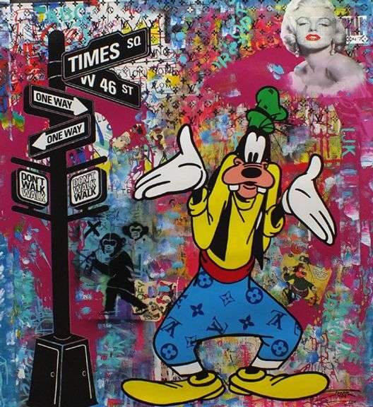 Lost in NY, Highly Collectible Jozza 'One of a kind' Mixed Media on Canvas