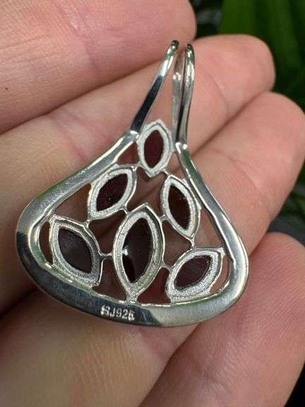 Sterling Silver 925 Natural Garnet Gemstone Pendant