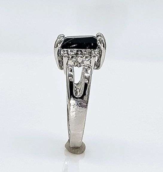 Dazzling 3.75 Ct Emerald Cut Silk Black Lab Simulated Diamond Ring