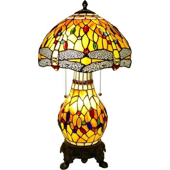 Stained Glass Dragonfly Table Lamp