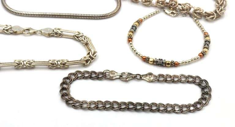Group lot of 7 Vintage 925 sterling silver bracelets