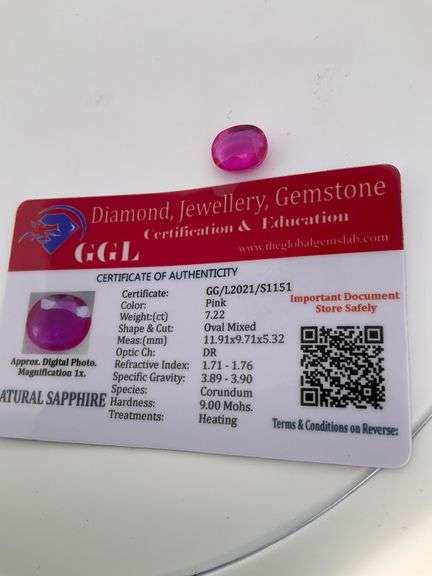 CERTIFIED NATURAL PINK SAPPHIRE 7.22 CARATS