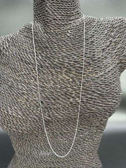14k White Gold Solid Cable Chain Round Rolo Link 0.75mm Necklace 24"