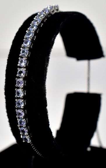 Amethyst Gemstone Adjustable Bracelet in Sterling silver