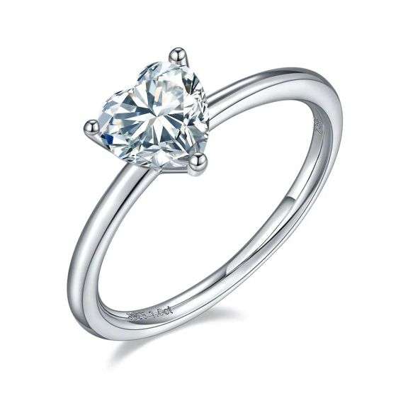 14 Kt White Gold Plated 2.75 Ct Lab Simulated Heart Cut Diamond Ring