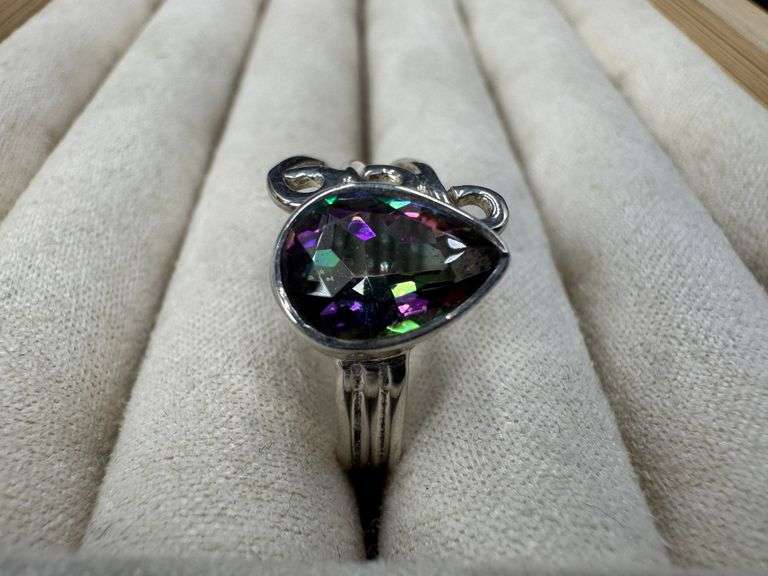 Sterling Silver Mystic Quartz Stone Ring Size 8