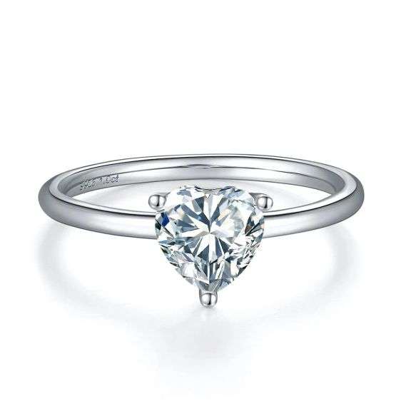 14 Kt White Gold Plated 2.75 Ct Lab Simulated Heart Cut Diamond Ring