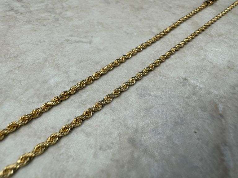 10k Yellow Gold Diamond-Cut Solid Rope Link Chain 1.9mm Necklace 16"