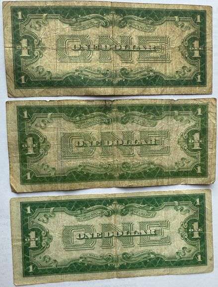 5 1928 A $1 Funny Back Silver Certificates.