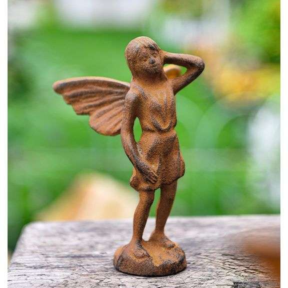 Lot of 2 Cast Iron Winged Fairies