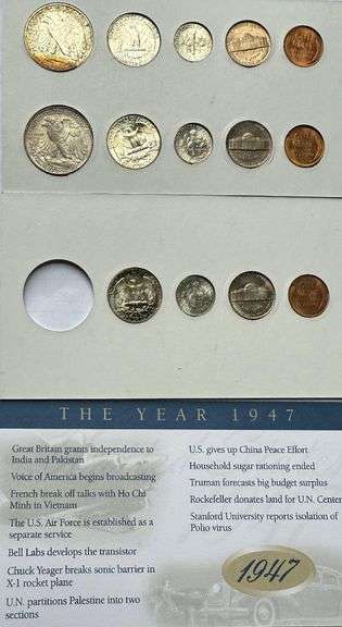 Vintage 1947 BU Year Set. P D S