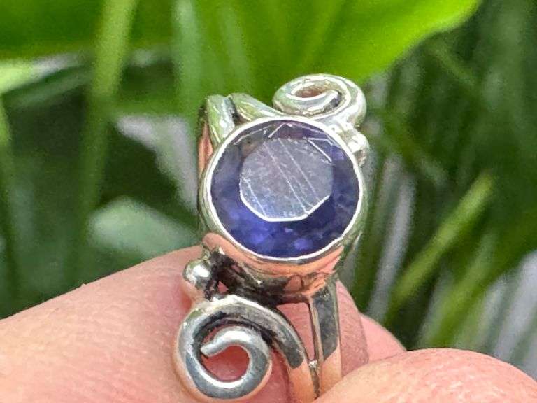 Sterling Silver 925 Iolite Gemstone Ring Size 8
