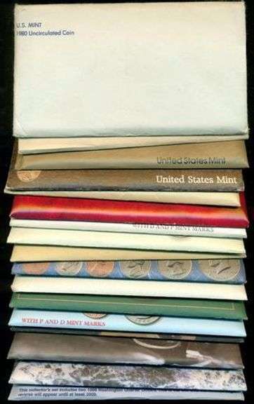 Nice run of 17 Different US Mint Sets: 1980-1998