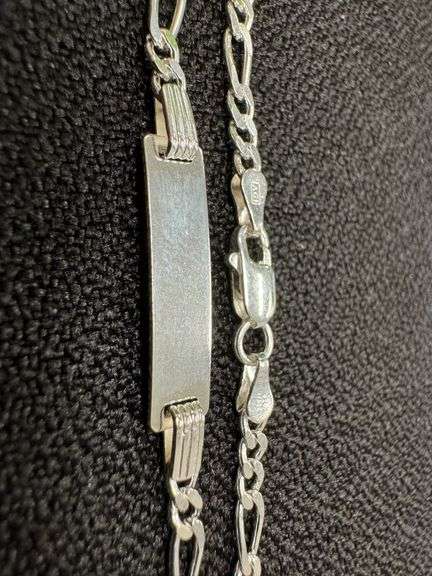 Sterling Silver Baby ID Bracelet 080 Figaro 5.5 Inches