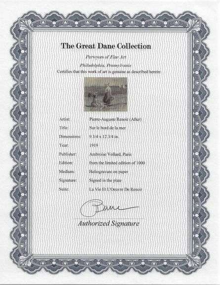 Limited Edition Pierre-Auguste Renoir (After) Original Heliogravure 1919