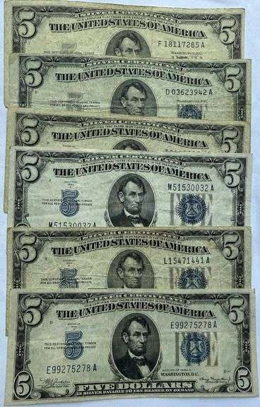 1934 A-D  1953 1953A $ 5 Silver Certificates