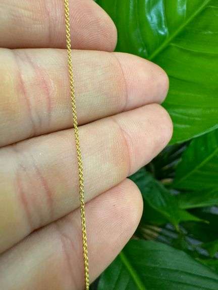 10k Yellow Gold Solid Cable Chain Round Rolo Link 0.9mm Necklace 20"