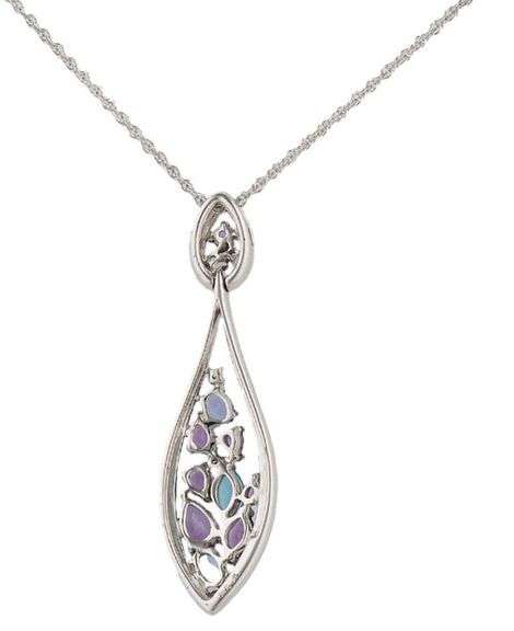 Allison Kaufman Multi-Colored Gemstone and 0.06ctw Diamond Pendant Necklace in 14K