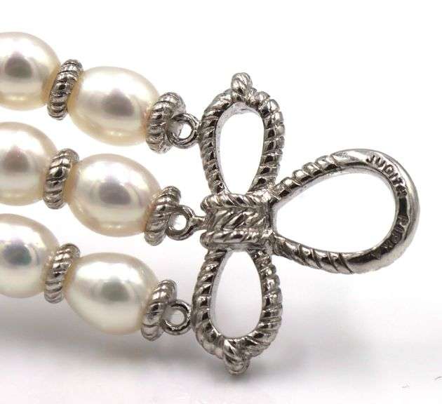Judith Ripka 925 sterling silver and cultured fresh water pearl strand bracelet