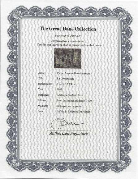 Limited Edition Pierre-Auguste Renoir (After) Original Heliogravure 1919