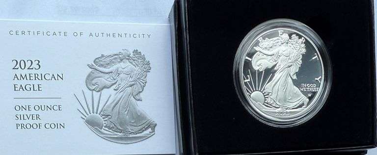 2023 W  Proof Silver Eagle With Box & Paper.