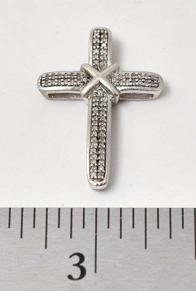 Diamond Cross Pendant in Sterling Silver