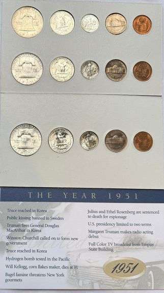 Vintage 1951 BU Year Set.
