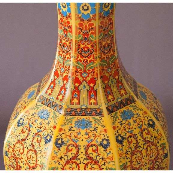 Handmade Yellow Antique-Style Porcelain Vase