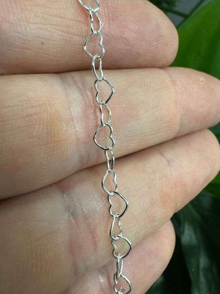 Sterling Silver Italian Love Heart Chain 4mm Solid 925 Italy Infinity Promise Necklace 16"