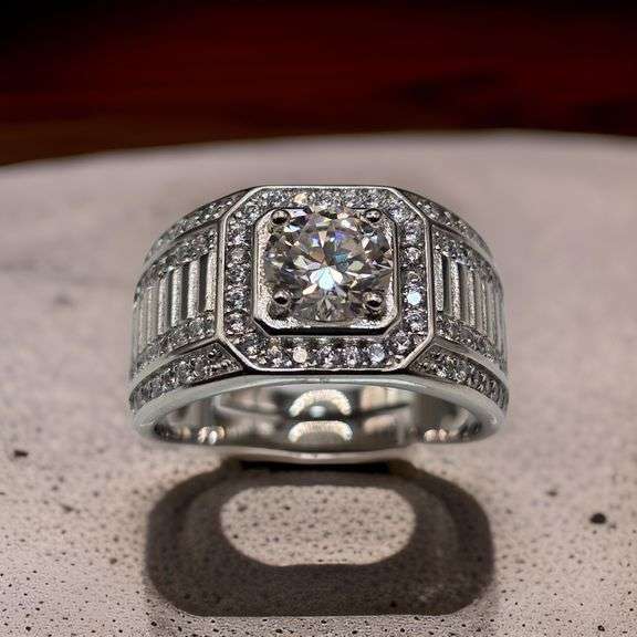 Men's 18 Kt White Gold Plate 1 Ct Lab Simulated Diamond Ring
