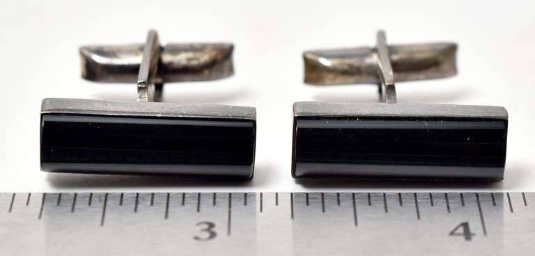 Black Onyx Cufflinks in Sterling Silver