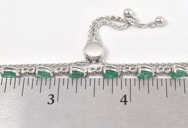 Fantastic Pear Shaped Natural Emerald Gemstone Adjustable Bracelet in Sterling Silver