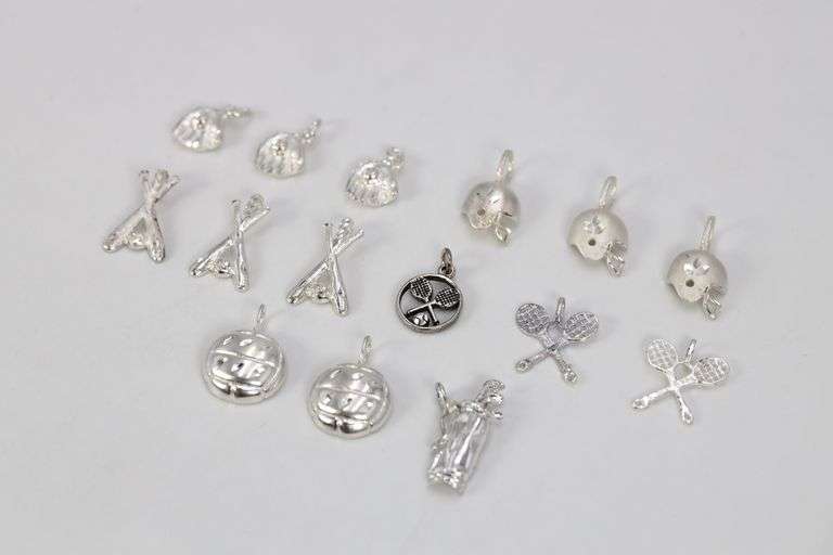 Sterling Silver Vintage Sport Pendant Assortment Various Sizes & Styles (15 Pendant Lot)