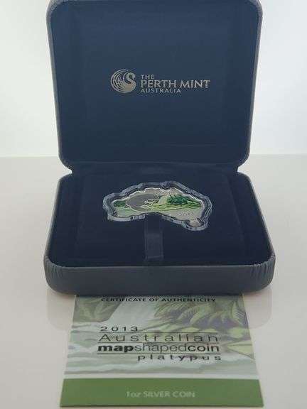 2013 Australia Platypus Map-Shaped Coin 999 Silver 1 OZT - OGP